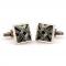 Classic Grey and Black Cut Interlay Pattern Bullet Post Cufflinks 2.jpg